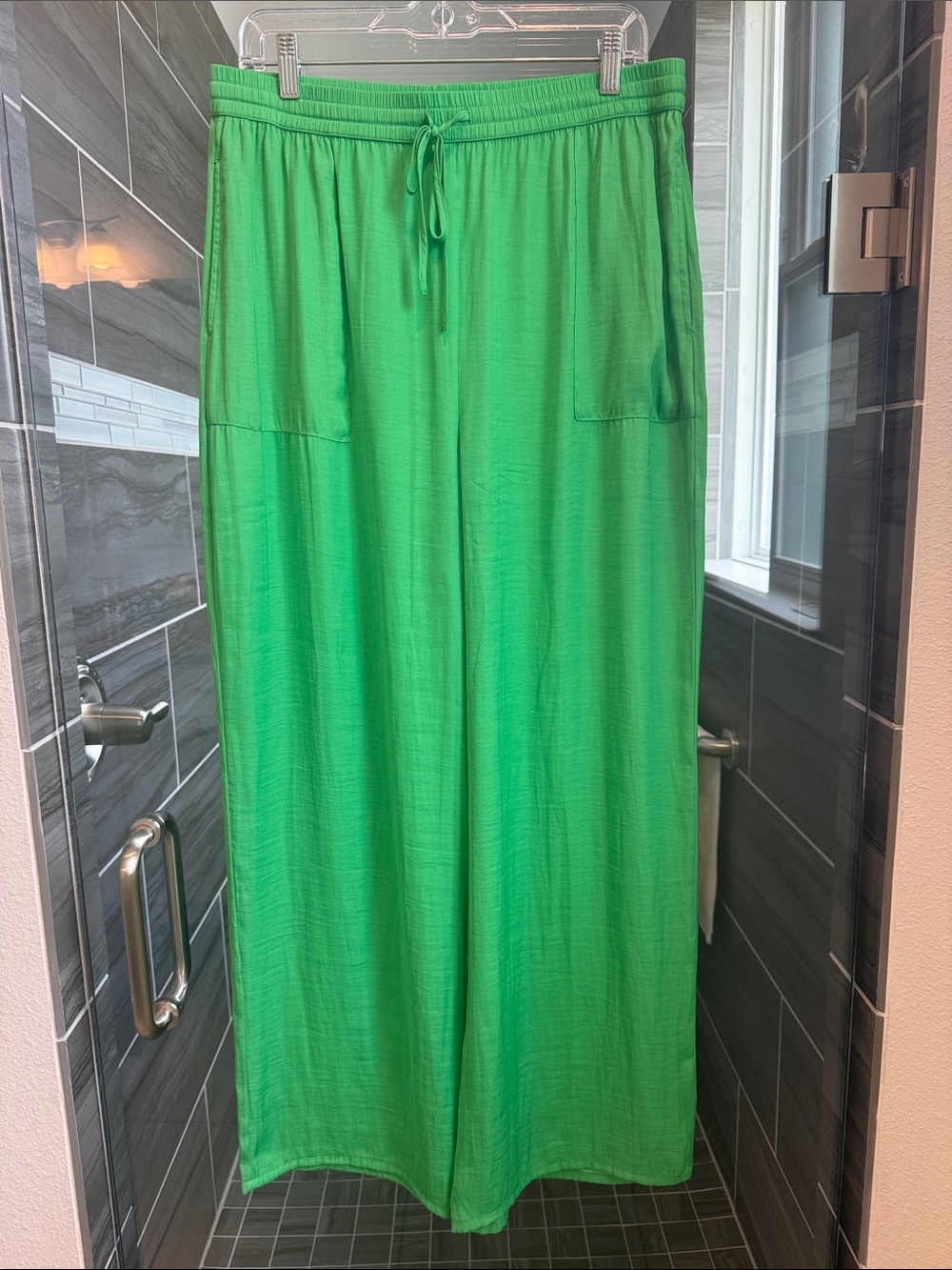 Joie Bright Green Wide-Leg Drawstring Pants
